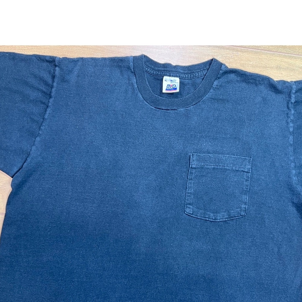 BVD vintage premium Pocket T-Shirt Mens XL Black Single Stitch Made in USA - Picture 13 of 14